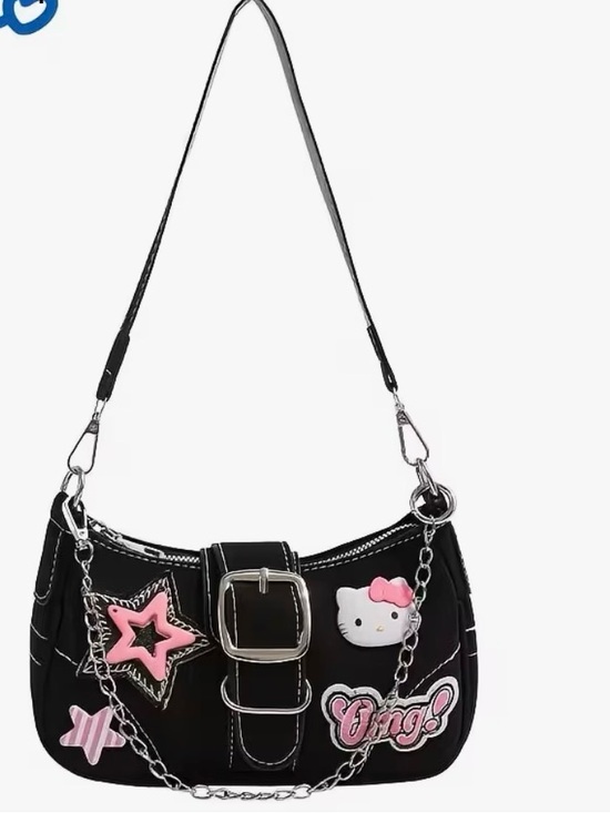Hello Kitty Handbags - Sanrio Hello Kitty Y2K Shoulder Bag Black Kawaii Purse Chain Strap Cute Mini Bag